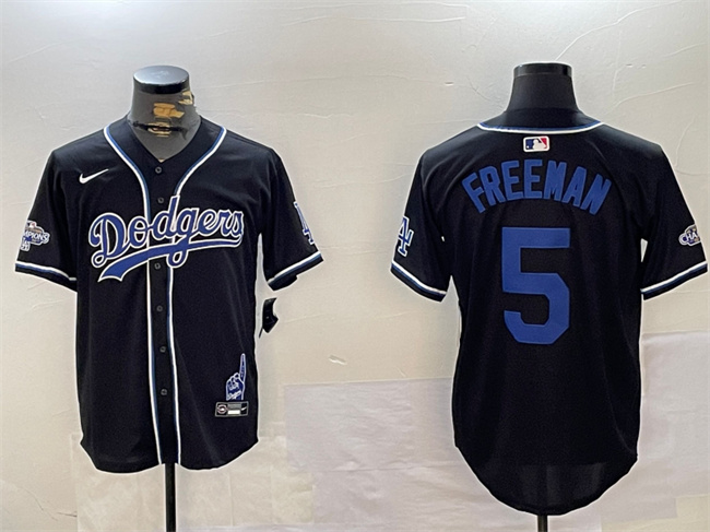 Men's Los Angeles Dodgers #5 Freddie Freeman Black 2024 World Series Champions Limited Stitched Baseball Jersey Men's Los Angeles Dodgers #5 Freddie Freeman Black 2024 World Series Champions Limited Stitched Baseball Jersey